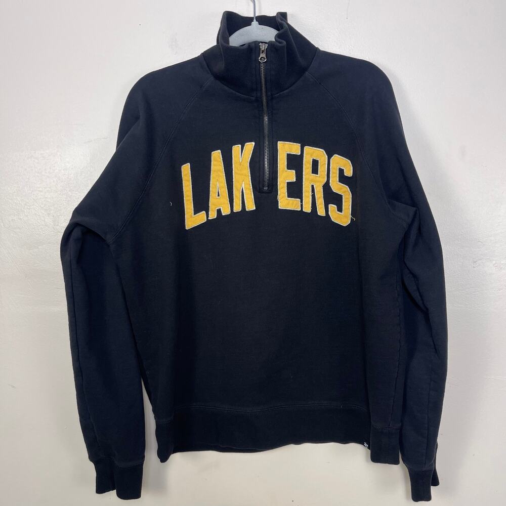 Men's '47 Los Angeles Lakers 3/4 Zip Up Sweatshirt Black and Yellow Large - Picture 4 of 4
